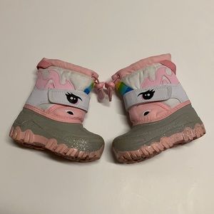 Unicorn snow boots toddler girl size 6
